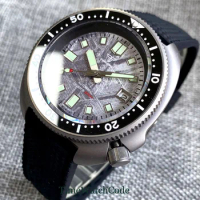 Tandorio 44mm Titanium Automatic Watch For Men 200m Diver NH35A PT5000 Movement Date Gray Dial Rubber Strap Sapphire Crystal
