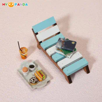 1:12 Dollhouse Miniature Simulation Wooden Reclining Chair Beach Lounge Chair Dolls House Furniture Outdoor Decor Accessories