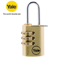 Yale Y150B/22/120/1 22MM Resettable 3 Digit Combination Password Code Luggage Padlock Brass Travel B