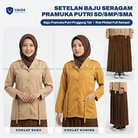 Setelan Seragam Pramuka Putri SD MI SMP MTS SMA MA Baju Pinggang Tali Rok Plisket Full Rempel Warna 