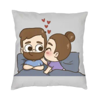 Pibubear Kissing Home Sofa Car Waist Throw Pillowcase Pibu Bear Kissing Sleeping Cartoon Animate Cou