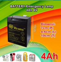 Batre/Baterai/Battery Emergency Lamp Aki 6V 4A/4000 Mah Rechargeable Promo !
