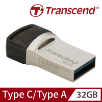 【Transcend 創見】JetFlash890 Type C 32GB 雙頭隨身碟-晶燦銀(TS32GJF890S)