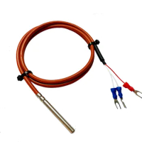 waterproof pt100 temperature sensor 5mm*50mm three wire platinum thermal resistance silicone wire shield cable
