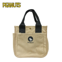 【日本正版】史努比 燈芯絨手提袋 便當袋 午餐袋 Snoopy PEANUTS - 139121