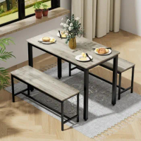 Dining Room Sets, 43.3" Dining Table Set for 4, Small Kitchen Table Set with 2 Benches for Living Room Sets,Dining Room Set