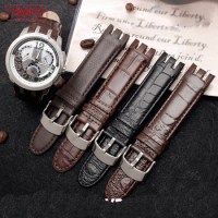 High Quality Genuine Leather Watch Bracelet For Swatch YRS403 412 402G watch band 21mm watchband men curved end watches strap