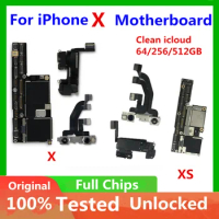 For IPhone X Original Motherboard 256GB with Face ID Unlocked Mainboard Free iCloud Logic Board Working Face Function XS