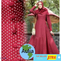 Baju Muslim Aulia Red RO Ghamis Wanita katun red Kekinian@@ Fit Gamis Pashmina Dress
