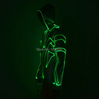 WYY Luminous Jacket LED Vest EL Wire costume Tron suit party light up clothes