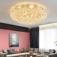 Luxury Two Tiers Crystal Ceiling Lights for Living Room Decor Lustres LED Gold Ceiling Lamp Modern Home Lighting Remote Dimmable