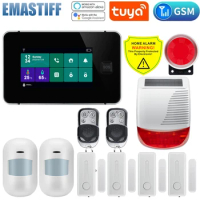 Wireless Wifi GSM Home Security Alarm System Smoke Detector Burglar Alarm With Motion Sensor For Tuya SmartLife APP Home Alarm