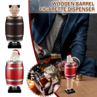 Funny Cigarette Case Cigarette Box Cigarette Holder Dispenser Santa Claus in The Wooden Barrel Pop UpPrank Toy Gift for Man