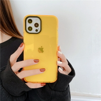 手機殼 ● 檸檬黃蘋果12手機殼12Pro純色透明iPhone11男女xr簡約8p適用xsmax