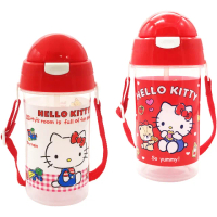 【SANRIO 三麗鷗】Hello Kitty彈跳吸管水壺500ml超值2件組(紅白各1)