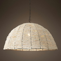 樣板間軟裝木制珠燈罩餐廳吧臺復古簡約吊燈創意美式臥室床頭燈