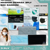 Masker 3Ply Alkindo Hitam Black Earloop Kemenkes Medis Mask 1Box 50Pcs - 3Ply Alkdo Biru