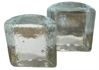 BLENKO Half Moon Clear Glass Bookends 5” X 5" Designed Wayne Husted Modern MCM