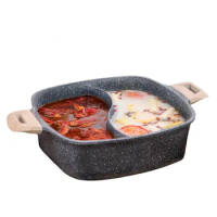 Sun Xiaomi Essential Woody Non Stick Hot Pot with Divider 28CM Hotpot with Lid Suitable All Stove Including Induction Cooker