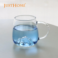 【Just Home】漸層藍山耐熱玻璃馬克杯400ml(杯 玻璃杯 耐熱玻璃)