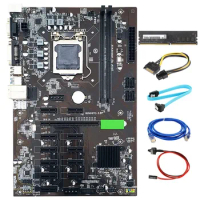 B250 BTC Mining Motherboard Kit 12 GPU LGA1151 with DDR4 8GB 2133Mhz RAM+SATA Card for Graphics Card ETH Miner