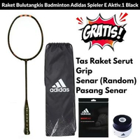 Paket Raket Badminton Adidas Aktiv.1 Black dan Senar Adidas wucht P67.1