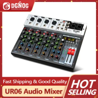 DGNOG 6 Channel Audio Mixer UR06 16 DSP Effects Professional Studio Sound Mixing DJ Console Bluetooth for Podcast PC Record