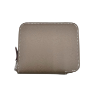 【二手名牌BRAND OFF】HERMES 愛馬仕 大象灰 Epsom牛皮 Silk In 拉鍊 零錢包 Z刻 銀扣