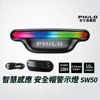 【Philo 飛樂】官方旗艦店 RGB 智慧感應 安全帽警示燈 SW50(磁吸感應燈/智能警示)