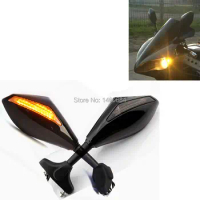 Motorcycle Racing Rearview Mirrors With Turn Signal LED Light For Hyosung gt250r Motorbike Accessories Handle Bar End Mirror
