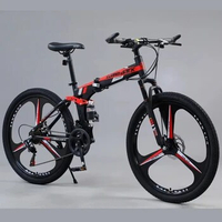 26 Inch Full Suspension Folding Mountain Bike 3 Knife Cross Country Bicycle High Carbon Steel MTB soft tail off-road racing