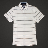 美國百分百【全新真品】MURANO 襯衫 短袖 上衣 上班 休閒 條紋 專櫃 合身 黑 白色 男 XS號 E189