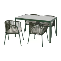 SEGERÖN 餐桌椅組, 戶外用 深綠色/frösön/duvholmen 米色, 147 公分