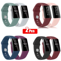 2pcs Strap for Fitbit Charge 3 4 Band Soft Silicone Watchband Bracelet Wristband for Fitbit Charge 3 SE Charge 4 Sport Bands