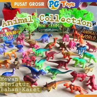 PGTOYS Mainan Koleksi Anak Miniatur Hewan Wild Animal Dino Farm Bahan Karet Edukasi Binatang Ternak