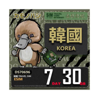 【鴨嘴獸Platypi.IF】韓國eSIM 7日 30GB 用完斷網 網卡(韓國上網卡 免換卡 流量上網卡)