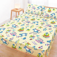 享夢城堡 精梳棉雙人床包枕套5x6.2三件組-迪士尼怪獸電力公司MONSTER 歡樂學習趣-米黃