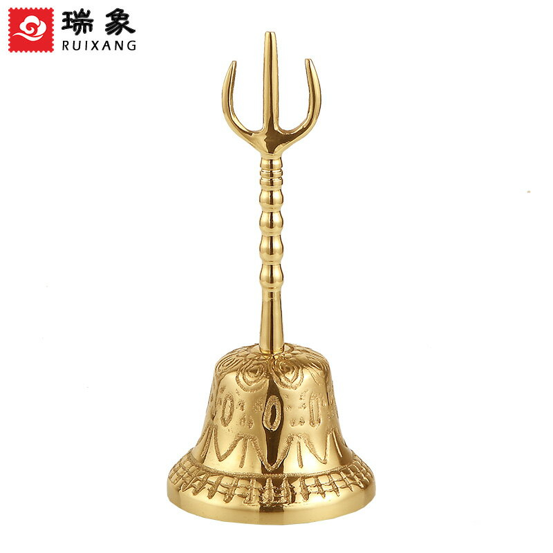 新品未使用】浮彫天蓬帝鐘天蓬鐘鈴 道家用品 三清鈴 三叉金剛鈴