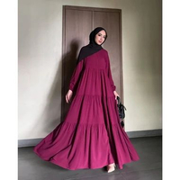 GONEGANI OFFICIAL - Dress Wanita Simple Bahan Soft Viscose Rayon Amara Dress Basic S Maroon