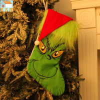 圣誕節日裝飾襪綠毛怪發光襪糖果袋掛件禮品袋子