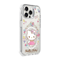 【apbs】三麗鷗 iPhone 16/15/14/13/12系列 防震雙料隱形立架水晶彩鑽手機殼(凱蒂奢華風)