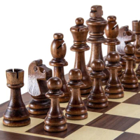 32 Pieses Wooden Chess Standard Tournamen Staunton Wood Chessmen 8cm King Height，Chess Pieces Only No Board