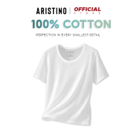 Áo thun nam trắng ARISTINO kiểu lót trong sơ mi 100% cotton mềm siêu nhẹ thấm hút mồ hôi - AC22