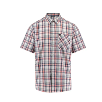【ODLO】男款 銀離子短袖襯衫《白/藍/橘紅格》592522/格紋襯衫/防紫外線/吸濕排汗(悠遊山水)
