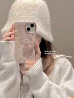 樂淘館適用電鍍粉色蝴蝶適用於iPhone15promax手機殼蘋果14pro新款12小眾13女