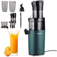 Cold Press Juicer Machines-Up to 92% Juice Yield Compact Slow Juicer 3.1" Wide Chute Slow Juicer