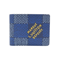 【二手名牌BRAND OFF】LOUIS VUITTON LV 路易威登 藍色 棋盤格帆布 Multiple 二折短夾 N40676