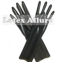 Latex Gloves short Mittens Seamless five fingers Unisex Black Short Latex Gloves Mittens Fetish Glov