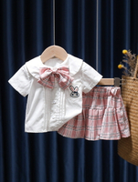 女童夏裝套裝短袖2021夏季新款兒童裙子學院風寶寶jk制服兩件套潮