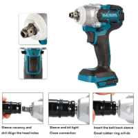 Brushless Cordless Electric Impact Wrench 1/2 inch Power Tools Lithium ion Battery Compatible for Makita 18V Battery
